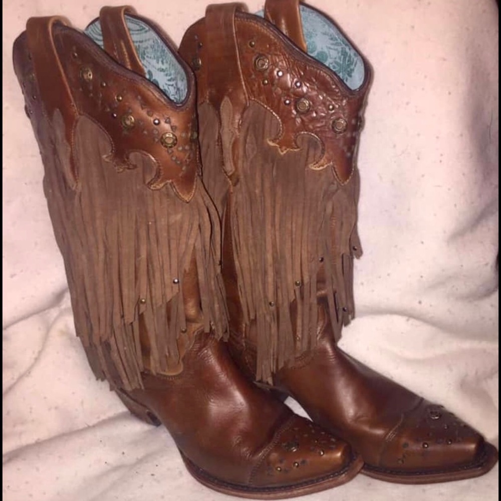Corral Leather Fringe Cowboy Boots!